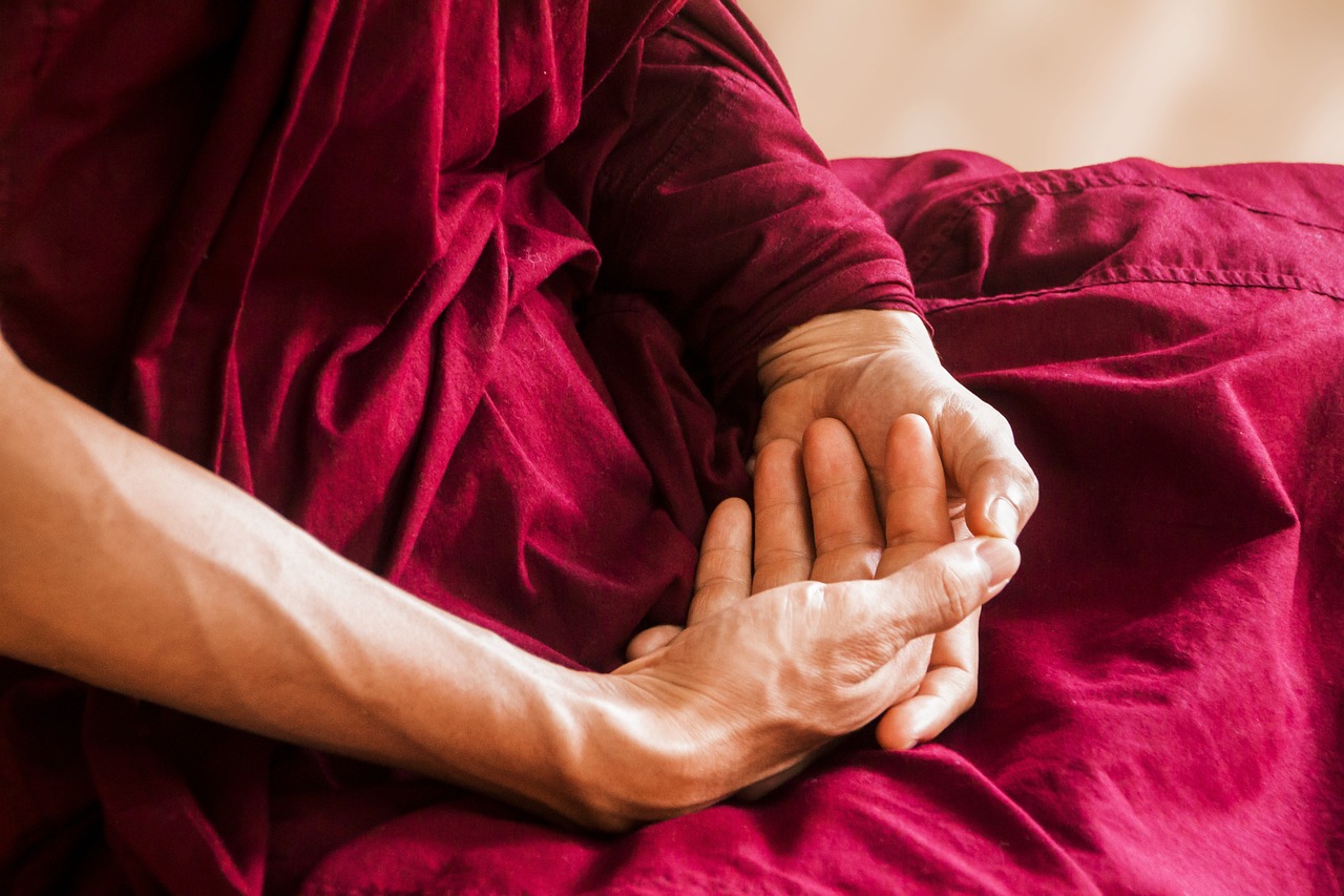buddhist meditation with hands