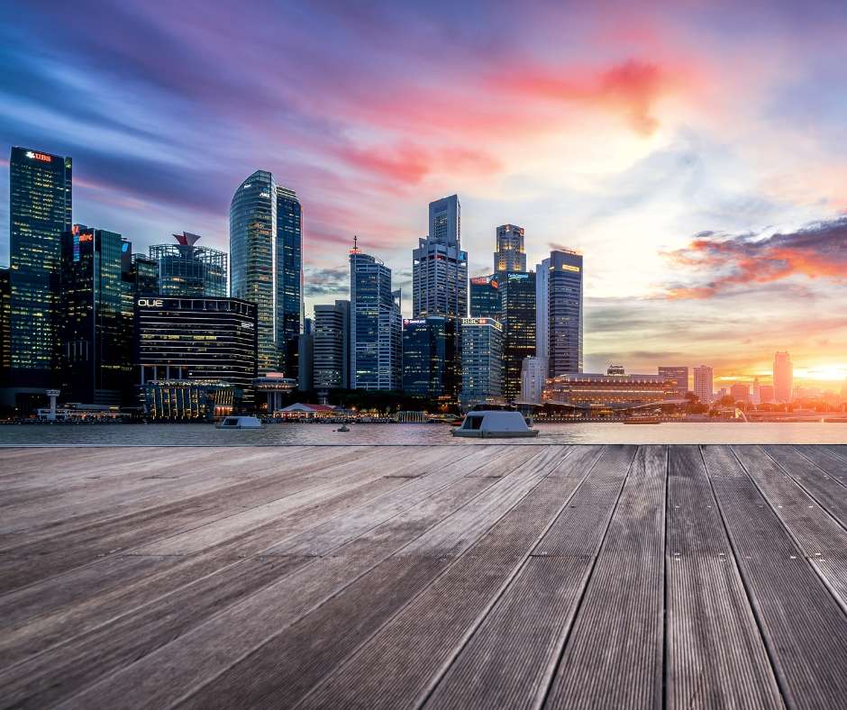 singapore skyline at dusk