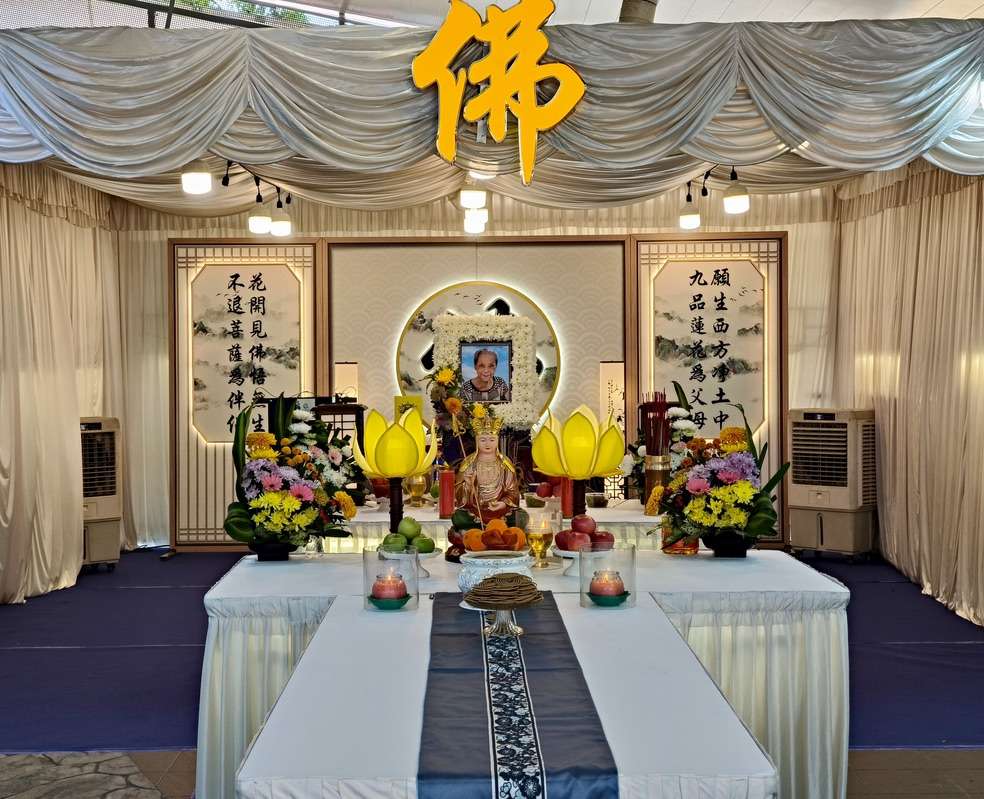 buddhist funeral service wake setup in HDB Void Deck by A.LifeGrad Funeral Services in Singapore